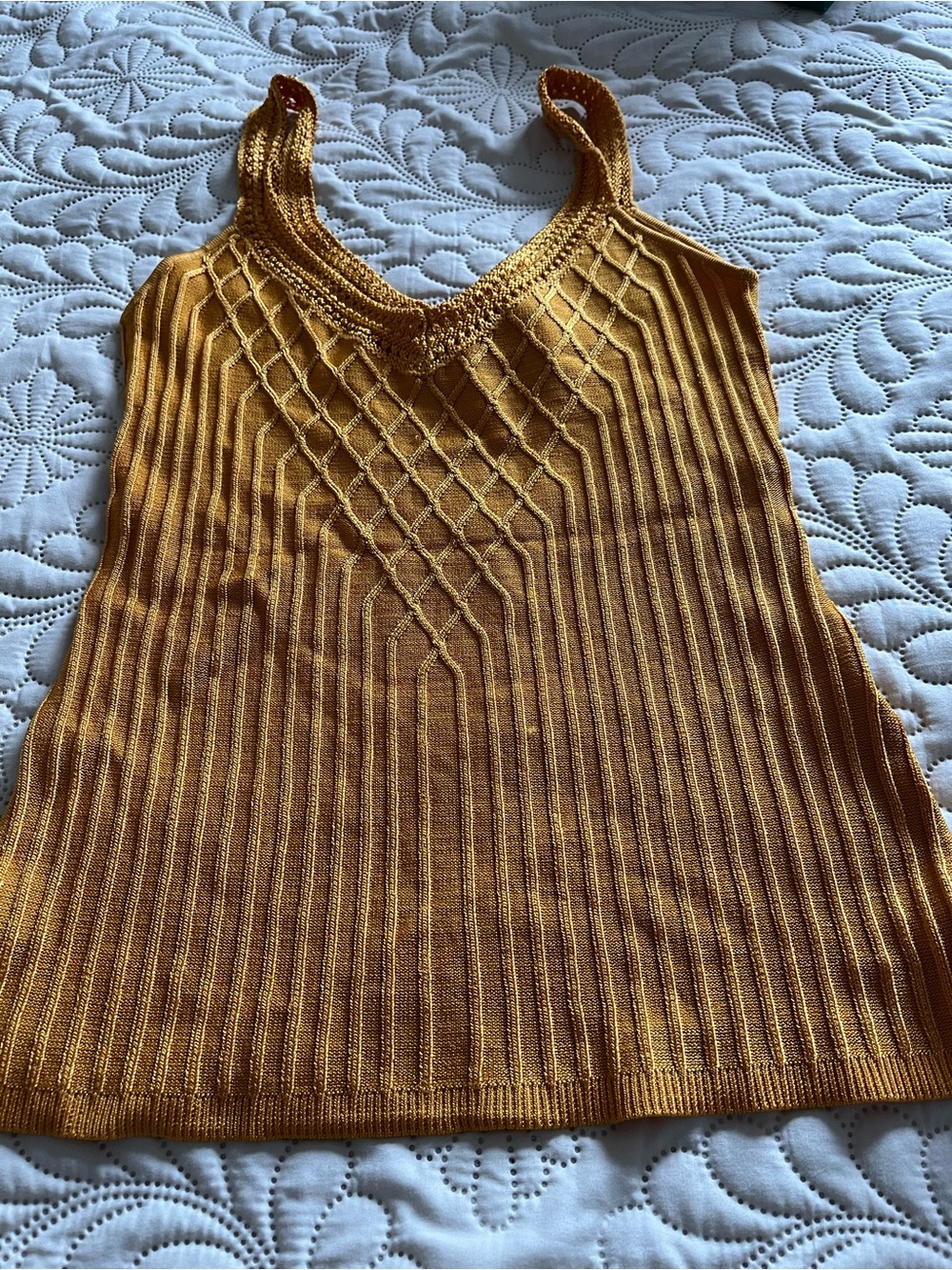 White House Black Market Mustard Ribbed Knit Tank